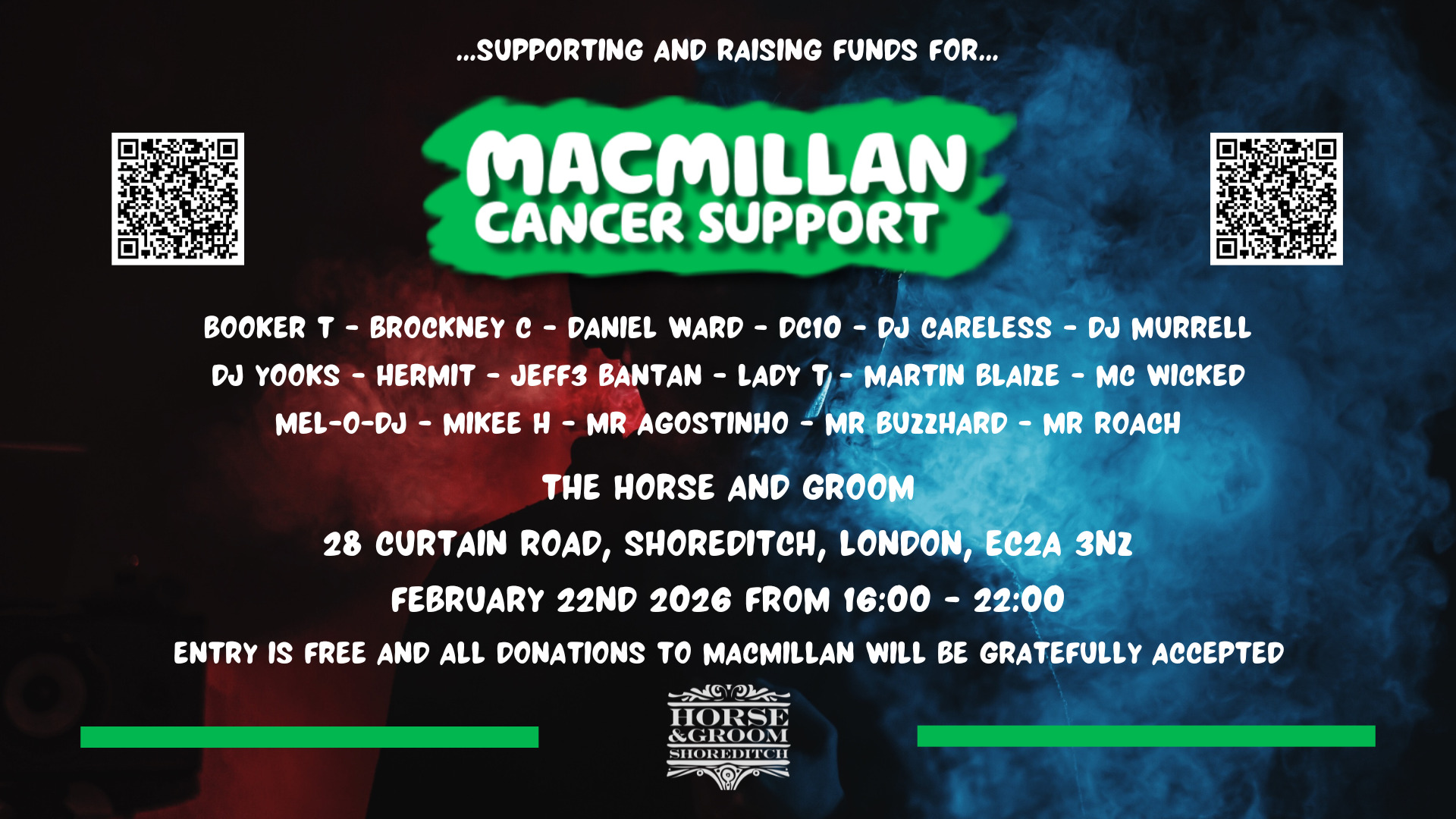 Come along for this worthwhile cause for Macmillan Cancer Support which is close to all our hearts and is supported by a special family brought together over the years through the love of House Music.
